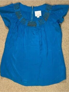 Aryn K. 100% Silk Chain Trim Top